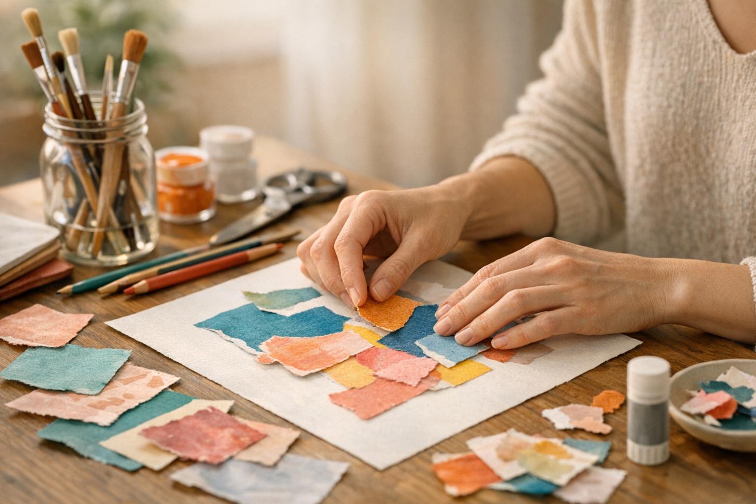 Hands working with art materials — using art to process emotions and grief